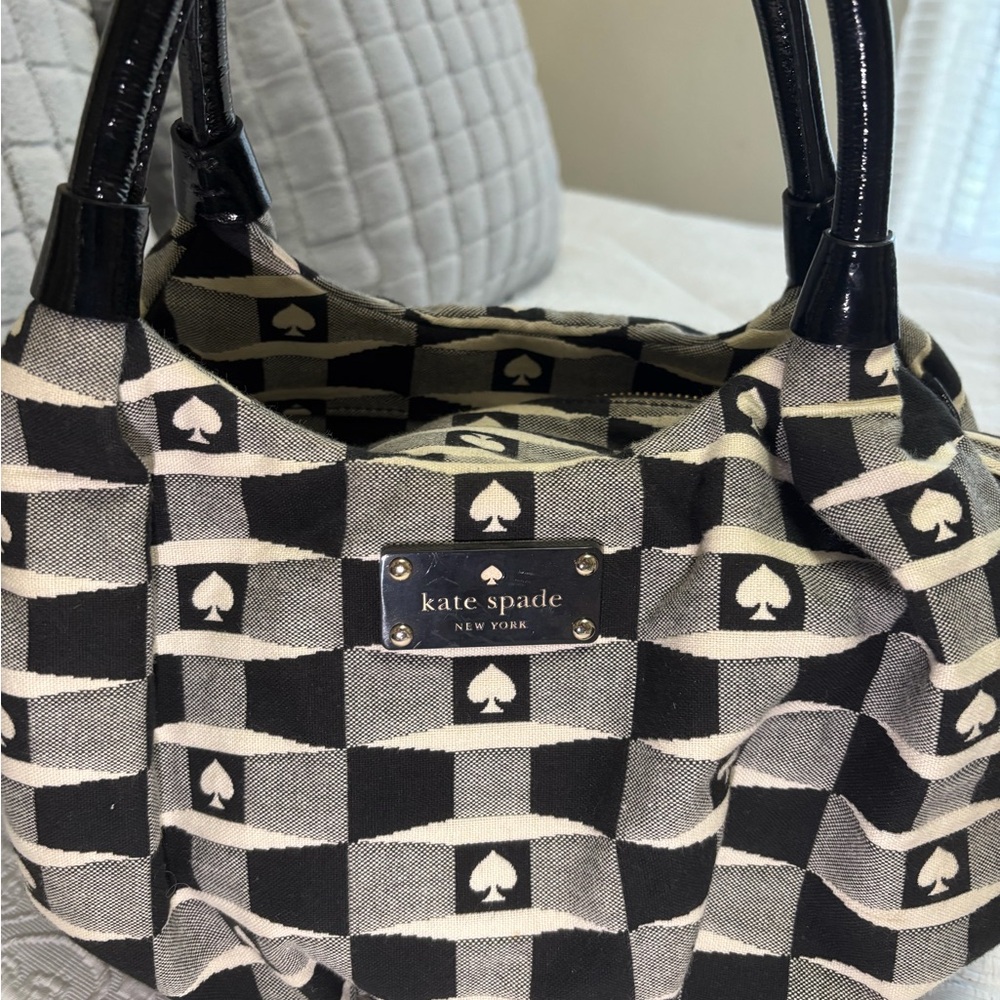 Kate Spade Checkered Black and Cream Shoulder Bag